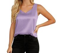 Débardeurs d'été Femme sans Manches Mode Blouse Haut en Satin T-Shirt Top