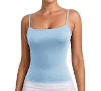 Débardeurs d'été sans manches pour femme - Camisole à bretelles décontractées - Coupe ajustée - Basique - Couleur unie - Pour tous les jours - Tenues de vacances avec jeans, bleu clair, XL