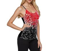 Débardeurs Femme Débardeur Glamour Paillettes Débardeur Femme Débardeurs Casual Soirée Tank Chic Carnaval Top À Bretelles pour Les Réveillons Rouge S