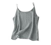 DéBardeurs Femme en Coton Et Lin- Gilet sans Manche Bretelles Spaghetti-Debardeur Grande Taille Vintage Casual Pas Cher Tank Top Léger Et Respirant Ample de Plage Vacances Camisole