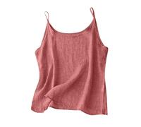 DéBardeurs Femme en Coton Et Lin- Gilet sans Manche Bretelles Spaghetti-Debardeur Grande Taille Vintage Casual Pas Cher Tank Top Léger Et Respirant Ample de Plage Vacances Camisole