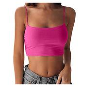 DéBardeurs Femme ÉTé - Amincissant Ample Tops Tunique Casual Camisole Confortable LéGer Chic Mode Pas Cher Crop Top Sexy pour Daily Wearing 42-Rose Vif