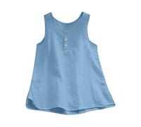 Débardeurs Femme Hauts Col Rond Décontracté en Coton et Lin Couleur Unie Gilets Femmes Grande Taille Chic et Élégant T-Shirts sans Manche Chemises Boutonné Sexy Printemps Eté Tunique Crop Tops