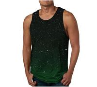 Débardeurs Galaxy pour homme à col rond pour entraînement, course à pied, gym, chemise respirante sans manches, chemise univers, ciel étoilé, espace, carnaval, costume, Vert, 3XL