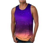 Débardeurs Galaxy pour homme à col rond pour entraînement, course à pied, gym, chemise respirante sans manches, chemise univers, ciel étoilé, espace, carnaval, costume, bleu, M