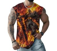 Débardeurs graphiques décontractés pour homme - Coton confortable Armored Warrior avec épée T-shirt sans manches pour homme, Style-41, XXL