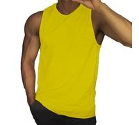 Débardeurs Homme Basic Tank Top Musculation Ete Sans Manches Séchage Rapide et Respirant Maillot de Corps Idéal pour Fitness et Gym et Running Jogging (Yellow, M)