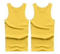 Débardeurs Homme - Débardeur Haute Élastique Coton Jeunesse Coupe Ajustée Été Automne Hiver Moyen Et Vieillesse sous-Vêtements Coton Fronde (Yellow XXXXL)
