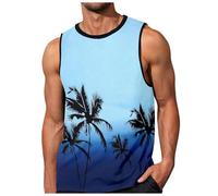 Débardeurs Homme Tee Shirt sans Manches Col Rond Été Sport Hawaïenne Tank Top Imprimé Plantes Palmiers Dégradé Motif Intéressant Casual Fitness Gym Plage Tops #F8