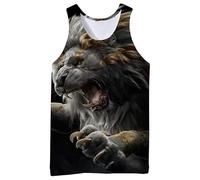 Débardeurs imprimés en 3D Animal Lion pour Hommes Col Rond à Manches Courtes Vintage Casual D’été sans Manches T-Shirt Gilet