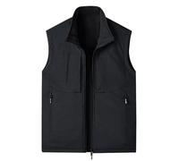 Débardeurs Laine Adulte pour homme avec poches, large, couleur unie, revers, style décontracté sportif Vestes Élégant Hiver, Noir , XXL