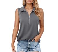 Débardeurs légers pour femme pour un usage quotidien. Design élégant à fermeture éclair avec col échancré, parfait pour la garde-robe printemps-été., gris, L