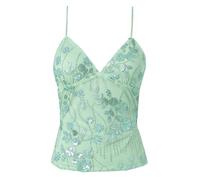Débardeurs légers pour femmes - Tops estivaux élégants et transparents avec paillettes pour un décontracté ou vacances coupe sans manches idéale pour chaudes et le style printemps-été (Mint Green, S)