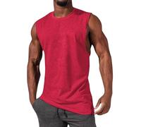 Débardeurs Musculation Homme Col Rond, Tee Shirt sans Manche Grande Taille Couleur Unie Tank Top Ample Respirant Tendance Classique pour Hommes Haut Ete Casual D'entraînement la Course Debardeur