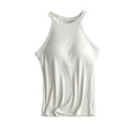 Débardeurs pour femme avec soutien-gorge intégré, débardeurs à col ras du cou, couleur unie, sans manches, caraco d'été, chemise décontractée pour femme, coupe slim, tunique basique