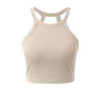 Débardeurs pour Femme Debardeur Soutien Gorge Integre sans Bretelles Top Chic Et Élégant Confortable Toute La Journée Lot Croc Intégré Voyager en Avion Gilet Manche avec Beige S