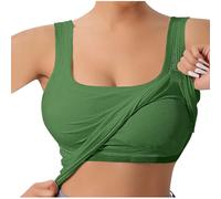 Débardeurs pour femmes avec soutiens-gorge intégrés réglables bretelles spaghetti tops entraînement étagère soutien-gorge débardeur basique undershirts_QXQ08090705, Vert, M
