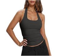 Débardeurs pour femmes en liquidation - Débardeurs à col halter pour femmes, débardeurs sans manches pour l'été, débardeurs de base pour le sport, pour sortir, débardeur court décontracté, chemise de
