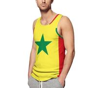 Débardeurs pour Hommes T-Shirt d'été sans Manches T-Shirts d'entraînement Cool Maillots de Corps athlétiques de Plage, débardeur Drapeau du Sénégal Hommes Patriotique drôle été sans Manch