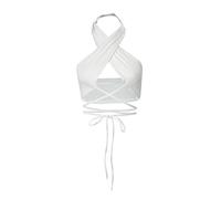 Débardeurs Sexy d’été Col Croisé pour Femmes, Criss Cross froncé à Lacets Cami Y2K été sans Manches Haut Court Court débardeur Auto-Cravate Dos Nu Cami, Blanc