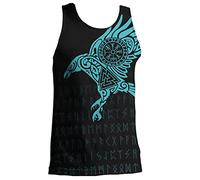 Débardeurs Unisexes Viking Symbole Odin Raven 3D Imprimé Harajuku Mode Gilet Papa Nouveauté Présent (Taille US),Viking Rune Odin Raven,L