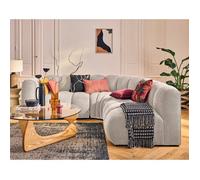 Lisa Design - Debbie - canapé modulable d'angle Droit 4 Places avec accoudoir en Tissu texturé, Beige