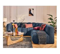 Debbie - canapé modulable d'angle droit 4 places avec accoudoir en tissu texturé - Bleu Bleu