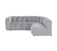 Debbie - canapé modulable d'angle droit 4 places avec accoudoir en tissu texturé - Gris Gris