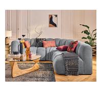 Debbie - canapé modulable d'angle droit 4 places avec accoudoir en tissu texturé - Gris