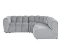 Debbie - canapé modulable d'angle droit 4 places avec accoudoir en tissu texturé - Gris Gris G