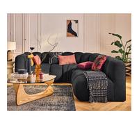 Debbie - canapé modulable d'angle droit 4 places avec accoudoir en tissu texturé - Noir