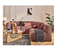 Debbie - canapé modulable d'angle droit 4 places avec accoudoir en tissu texturé - Rose