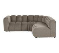 Lisa Design - Debbie - canapé modulable d'angle Droit 4 Places avec accoudoir en Tissu texturé, Taupe