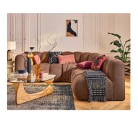 Debbie - canapé modulable d'angle droit 4 places avec accoudoir en tissu texturé - Terracotta Terracotta