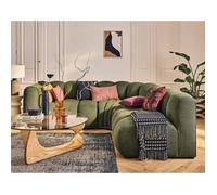 Debbie - canapé modulable d'angle droit 4 places avec accoudoir en tissu texturé - Vert