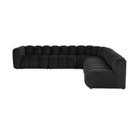 Debbie - canapé modulable d'angle droit 5 places en tissu texturé - Noir