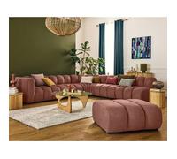 Debbie - canapé modulable d'angle droit 5 places en tissu texturé - Rose