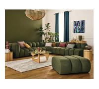Debbie - canapé modulable d'angle droit 5 places en tissu texturé - Vert