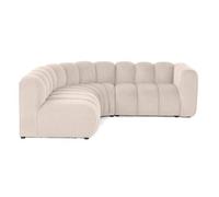 Debbie - canapé modulable d'angle gauche 4 places avec accoudoir en tissu texturé - Beige Beige