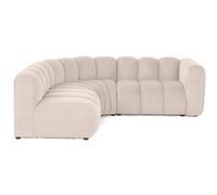 Debbie - canapé modulable d'angle gauche 4 places avec accoudoir en tissu texturé - Beige Beige G