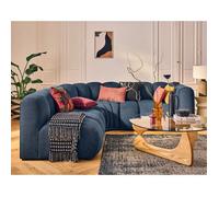 Debbie - canapé modulable d'angle gauche 4 places avec accoudoir en tissu texturé - Bleu