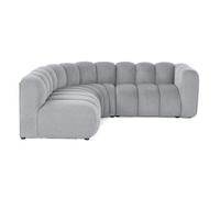 Debbie - canapé modulable d'angle gauche 4 places avec accoudoir en tissu texturé - Gris