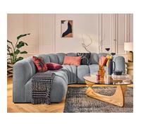 Debbie - canapé modulable d'angle gauche 4 places avec accoudoir en tissu texturé - Gris