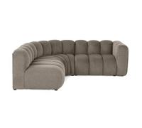 Lisa Design - Debbie - canapé modulable d'angle Gauche 4 Places avec accoudoir en Tissu texturé, Taupe
