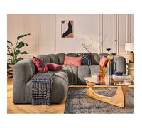 Debbie - canapé modulable d'angle gauche 4 places avec accoudoir en tissu texturé - Taupe