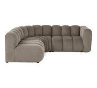 Lisa Design - Debbie - canapé modulable d'angle Gauche 4 Places avec accoudoir en Tissu texturé, Taupe