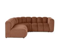 Debbie - canapé modulable d'angle gauche 4 places avec accoudoir en tissu texturé - Terracotta Terracotta