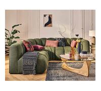 Debbie - canapé modulable d'angle gauche 4 places avec accoudoir en tissu texturé - Vert Vert G