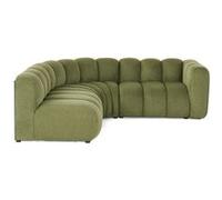 Debbie - canapé modulable d'angle gauche 4 places avec accoudoir en tissu texturé - Vert
