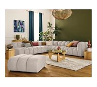 Debbie - canapé modulable d'angle gauche 5 places en tissu texturé - Beige